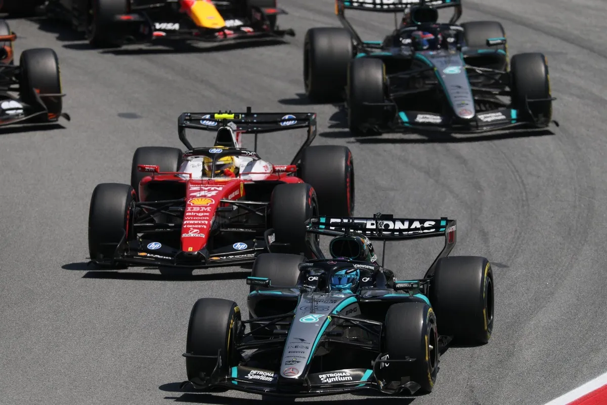 Andrea Kimi Antonelli, Mercedes, Lewis Hamilton, Ferrari, George Russell, Mercedes Andrea Kimi Antonelli, Mercedes, Lewis Hamilton, Ferrari, George Russell, Mercedes
