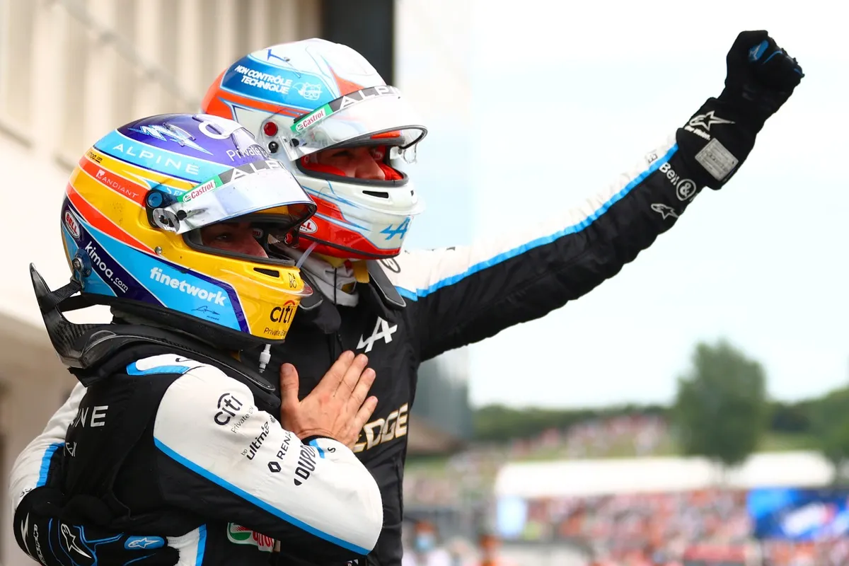 Ocon after winning the 2021 Hungarian GP