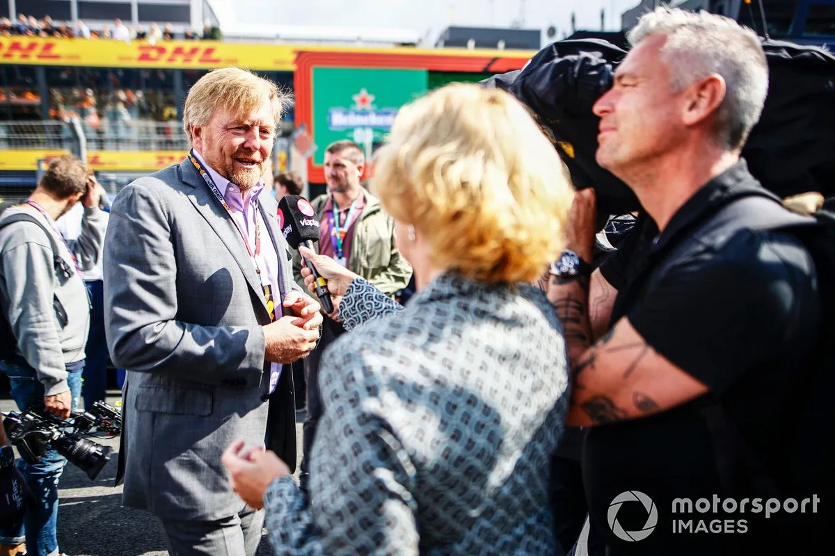 King Willem-Alexander is interviewed on the grid prior to the start King Willem-Alexander is interviewed on the grid prior to the start