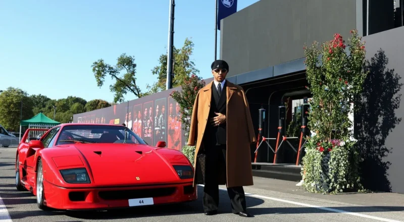 Lewis Hamilton turns heads with Monza arrival in "dream" Ferrari F40 ahead of Italian GP
