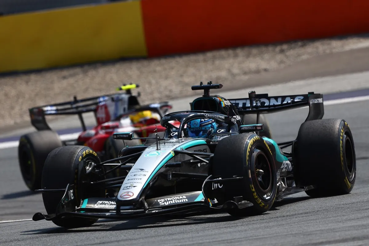 Lewis Hamilton, Ferrari, George Russell, Mercedes Lewis Hamilton, Ferrari, George Russell, Mercedes