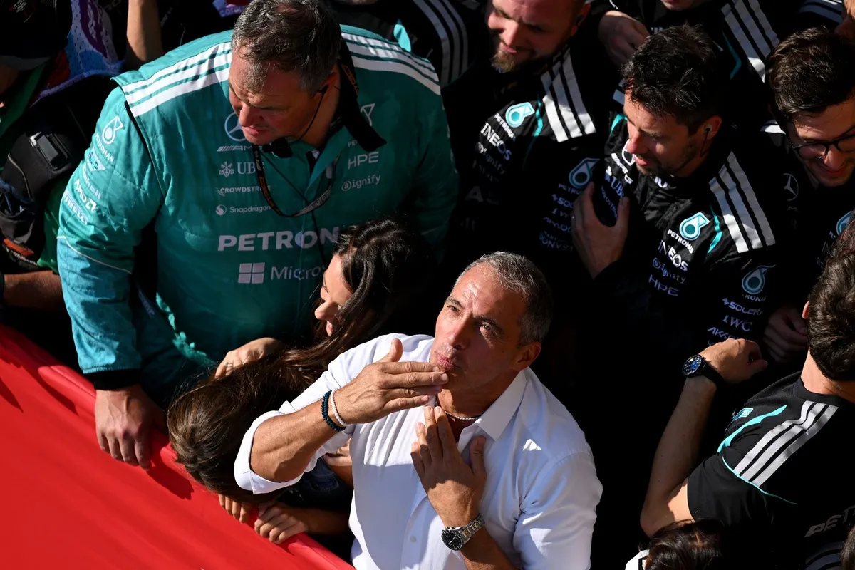 Marco Antonelli celebrates in parc ferme. Marco Antonelli celebrates in parc ferme.