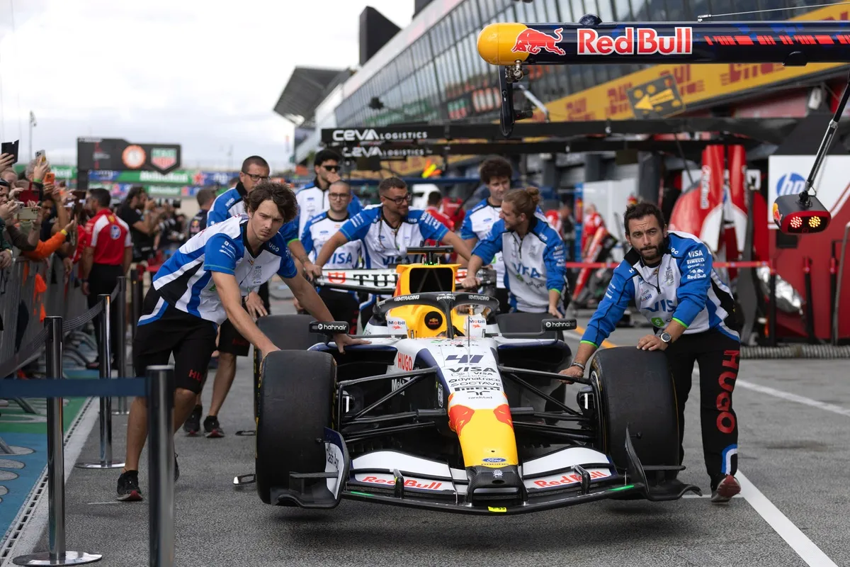 Racing Bulls car in the pitlane